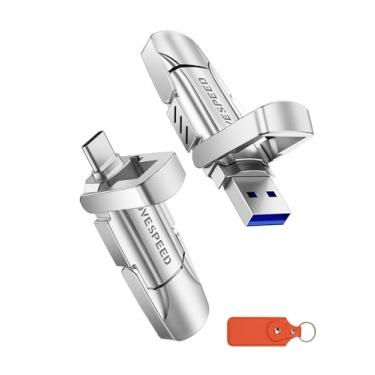 Imagem de Pen drive de estado sólido MOVE SPEED 512 GB, 520 MB/s de alta velocidade, USB tipo C, USB 3.2 2ª geração, pen drive compatível com iPhone 15 e 16/telefone Android/MacBook/áudio/Smart TV (1 unidade)