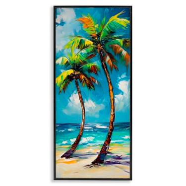 Imagem de Stupell Industries Bendy Palmeiras na costa arte giclée emoldurada preta, design por LSR Design Studio, 76 x 33