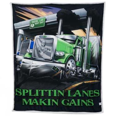 Imagem de Cobertor Diesel Life Sherpa 152 x 177 cm - Cobertor de lã macia com forro de lã de ovelha - Splittin Lanes Making Gains Truck Graphic DL02SPL