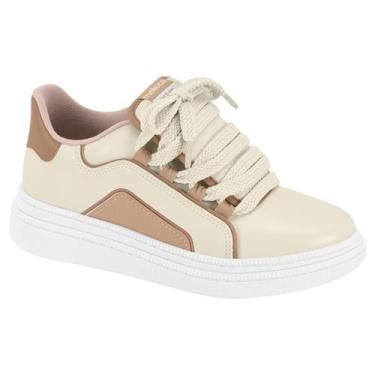 Imagem de Tenis Feminino Cadarço Grosso Recortes Moleca Novo 5816105, Branco off