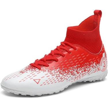 Imagem de Tênis de futebol masculinos de futebol com pontas longas, couro e borr