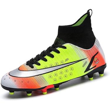 Imagem de Tênis de futebol masculinos de futebol com pontas longas, couro e borr