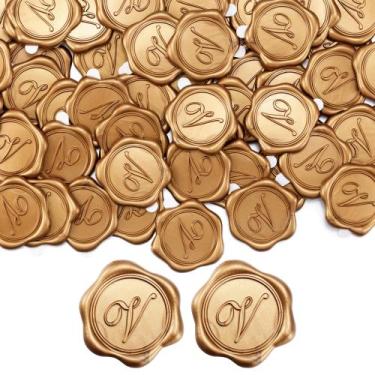 Imagem de Adesivos Yoption Wax Seal Letter, 3 cm, pacote com 100, dourados