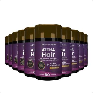 Imagem de 10x atena hair + ácido hialurônico 60 caps hf suplementos