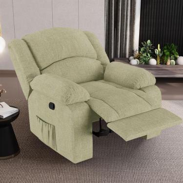 Imagem de Poltrona do Papai Reclinável Sala de Cinema Madrid Manual Linho Bege  G26