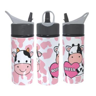 Imagem de Garrafa Squeeze Personalizada com Nome Vaquinha Fofa Vaca Presente - V