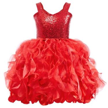 Imagem de Vestido Suppromo Red Tutu Sequin Toddler 4T Birthday