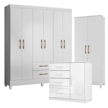 Imagem de Guarda Roupa Casal Panamá com Cômoda Vênus e Armário Multiuso Jade Bra