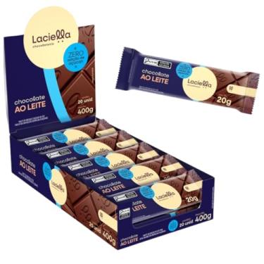 Imagem de 20 Tabletes de Chocolate Ao Leite Zero Adição de Açúcar 20g Doce Saudável Fitness