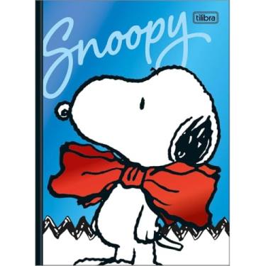 Imagem de Caderno Brochura Colegial Snoopyy, Capa Dura, 160 Folhas Pautadas, Azul e Vermelho, Design Clássico (Branco)