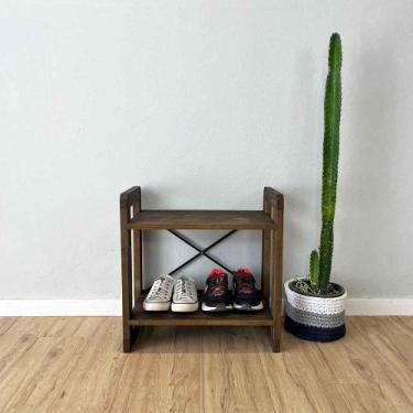 Imagem de Sapateira Banco de Madeira Pinus Linea Tabaco - ArtFactory Design