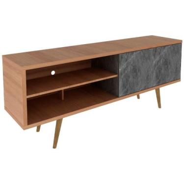Imagem de Rack Tv 55 Pol 160 Cm 2 Portas R1482 Amendoa Marmore - TECNO MOBILI