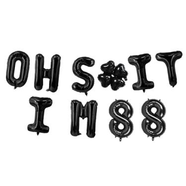 Imagem de Oh I'm 88! Balões de látex 40,6 cm preto hallo 88 Cheers to 88 anos decoração temática para homem mulher feliz 88º aniversário festa estúdio foto adereço bandeira decorações lembrancinhas suprimentos