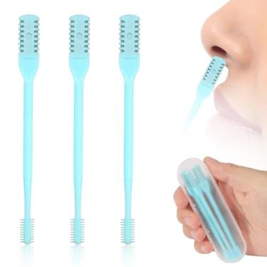 Imagem de 3 peças 2 em 1 aparador de pelos do nariz, limpador de pelos de nariz dupla face, rotação de 360 graus, cortador de cabelo nasal portátil, ferramenta manual de remoção de pelos da narina para homens e