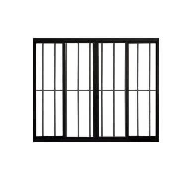 Imagem de Janela 4 Folhas De Correr C/ Grade 1.00 X 2.00 Alumínio Preto Linha Modular - Hale