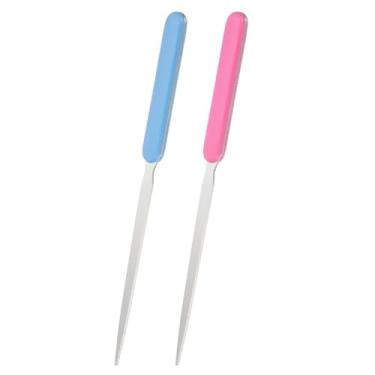 Imagem de Generic Abridor de cartas, 2 peças de aço inoxidável, cabo leve, abridor de envelopes, abridor de correspondência, cortador de letras para escritório, casa, caixa aberta, rosa/azul