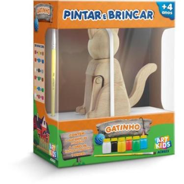Imagem de Brinquedo para Colorir Gatinho Pintar e Brincar com Guache - Acrilex