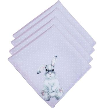 Imagem de Kit 4 Guardanapos Tecido Coelho Da Páscoa E Lavanda