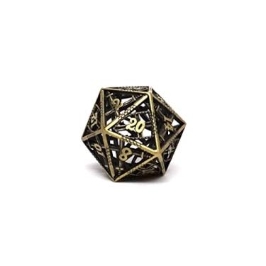Imagem de Retribuição de dados vazados de Devine - Dados poliédricos de metal com design de espadas e escudos (bronze lendário D20)