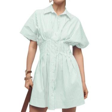 Imagem de Camisa Dress synound feminina com botões listrados na frente para baix