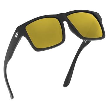 Imagem de TOROE Óculos de sol clássicos RANGE TR90 armação polarizada inquebrável com lentes AR de policarbonato revestidas hidrofóbicas, Preto fosco | Dourado (Cat 3), One Size