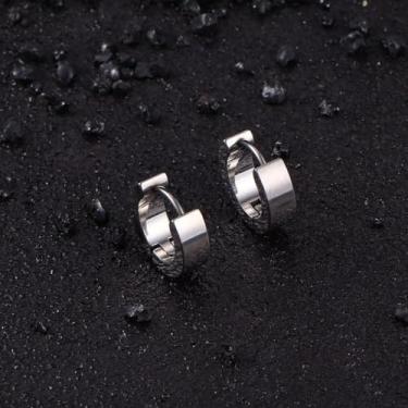 Imagem de Brincos masculinos de argola preta para homens e mulheres brincos de aço inoxidável clássico conjunto de brincos de argola pequena hélice cartilagem brincos de argola brincos de argola masculinos