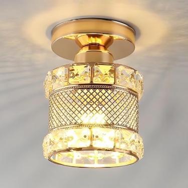 Imagem de Luminária De Teto De Cristal Moderna E Minimalista Lâmpadas Base De Lâmpada De Iluminação Doméstica Abajur,luminárias de teto para sala(1,Ouro-FY（110V-220V）)