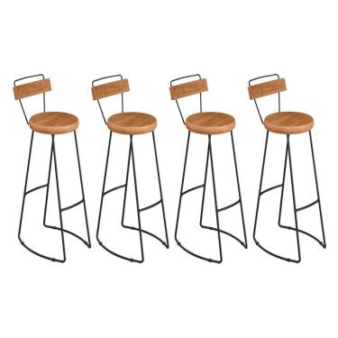 Imagem de Kit 4 Banquetas Alta Astra Com Encosto Base Metálica - Pallazio