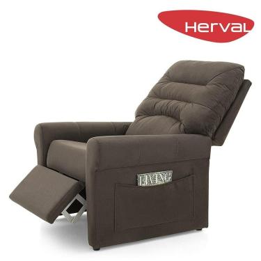 Imagem de Poltrona Reclinável Herval Live, Veludo Molhado Marrom