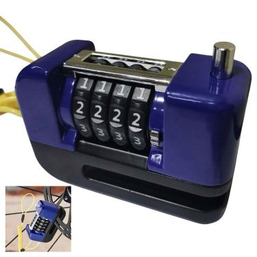 Imagem de Trava De Disco Freio Antifurto Moto Bike Motocicleta Bicicleta Senha 4 Digitos Cadeado Resistente Proteçao Segurança