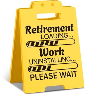 Imagem de CUTHOLLOW Placa dupla face engraçada de aposentadoria para escritório, festa, mesa e decoração de casa, 10 x 16 cm, desinstalação de trabalho/presente bem-humorado para professor, enfermeira, amigo