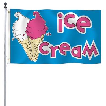 Imagem de Bandeiras de sorvete para negócios, 9,5 x 1,5 m, bandeiras de casa de negócios para ambientes externos, ambientes internos, pátios, gramado, fora do quintal, placa de decoração