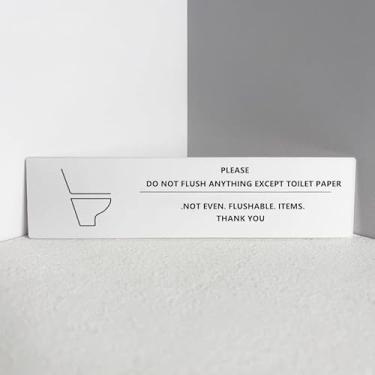 Imagem de Please Do Not Flush Anything Except Toilet Paper Sign Extended Toilet Graphic Minimalista Design 2025 upgrade, Ai rbnb, Lembrete essencial para aluguel de curto prazo escritório banheiro (Branco)