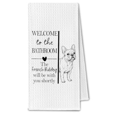 Imagem de ChissNook Presentes de buldogue francês, toalhas de mão para banheiro, dono de cachorro francês, presentes para mulheres, buldogue francês engraçado, toalha de mão decorativa para decoração de