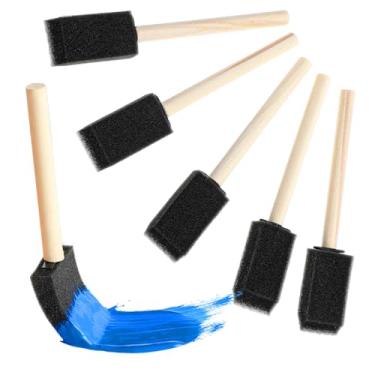 Imagem de Pacote com 10 pincéis de tinta de espuma, conjunto de pincéis de tinta de esponja de 2,5 cm com cabo de madeira, conjunto de esponjas de espuma, ideal para pintura, artesanato, coloração