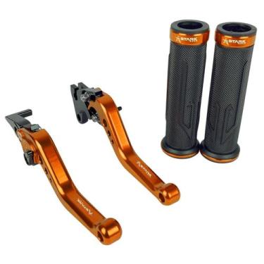 Imagem de Kit Manete E Manopla Esportivo Spider Stark Race Xtz 125, Laranja