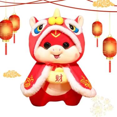 Imagem de Shakven 2025 Ano da Boneca de Pelúcia, Bicho de Pelúcia Vermelha | Brinquedos de pelúcia Pelúcia Animal | Boneca de mascote de festival de primavera de brinquedo de pelúcia, brinquedo de de pelúcia