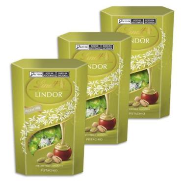Imagem de Bombom Chocolate Lindt Lindor Pistache Kit 3 Caixas De 200G