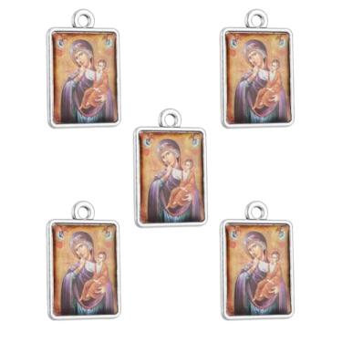 Imagem de COTTVOTT Ícones da Igreja Ortodoxa Russa Religiosa Kazan Mãe de Deus Pingente Amuleto de Proteção para Colar Chaveiro Fabricação de Joias