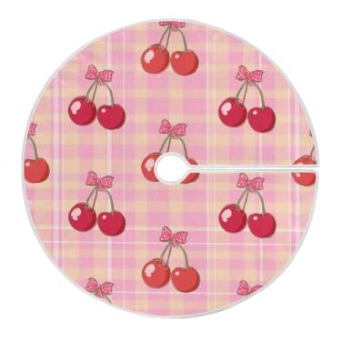 Imagem de ATTX Linda saia de árvore de Natal com laço de cerejeira 129 cm, decoração festiva para festas de Natal e Ano Novo #401