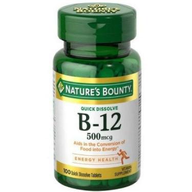 Imagem de Suplemento Nature's Bounty Vitamina B12 500mcg - 100 Comprimidos