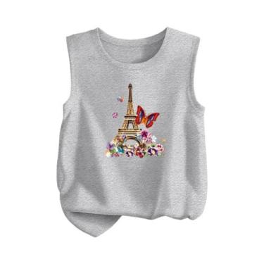 Imagem de Camiseta Regata Infantil Com Estampa De Desenho Animado, Torre Eiffel,