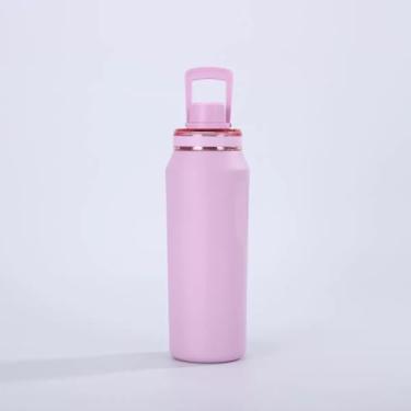 Imagem de Garrafa Térmica Inox Premium 550ml ou 750ml - Tampa Antivazamento 100%, Bico Rosqueável, Mantém Bebidas Quentes e Frias - Ideal para Academia, Trabalho e Dia a Dia(Rosa Claro,500ML)