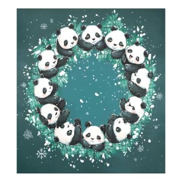 Imagem de STAYTOP Linda guirlanda de Natal panda capa de ímã de lava-louças 58 x 66 cm para porta da frente capas decorativas de geladeira adesivo magnético para máquina de lavar louça painel de geladeira