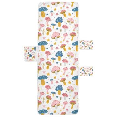 Imagem de STAYTOP Capa de toalha de cadeira de descanso de cogumelos fofos, capa macia para espreguiçadeira, capas de cadeira de praia com bolsos para jardim ao ar livre, pátio, pátio, banhos de sol, gramado