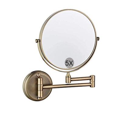 Imagem de Espelho de parede para banheiro com ampliação de 15 cm, 5X, espelho de parede, espelho de maquiagem duplo giratório de 360° extensível de 43 cm para banheiro, hotéis, 15 cm