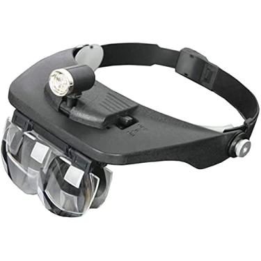 Imagem de uhyOHF Lupa de faixa de cabeça, lupa iluminada para montagem na cabeça, lupa de cabeça com 3 luzes de LED, suporte de cabeça de leitura mãos livres, lupa para leitura de relógio, reparo eletrônico
