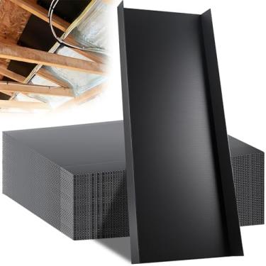 Imagem de Pacote com 10 defletores de isolamento de sótão, defletores de sótão de polietileno preto durável para compartimentos de viga de 35 cm com aberturas de viga de canal de ar de 5 cm melhoram a