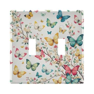 Imagem de Burbuja Capa de placa de parede com interruptor de luz borboleta na árvore, placa decorativa de parede, parafusos incluídos, 2 gangos