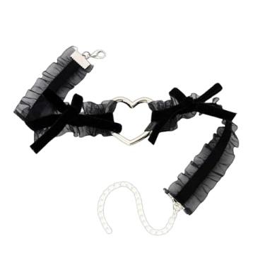 Imagem de Instobig Gargantilha feminina Y2K hip-hop gótica de renda - coração fofo punk ajustável anos 2000 gótico baile de máscaras coquetel, One Size, Renda, Sem Pedra Preciosa